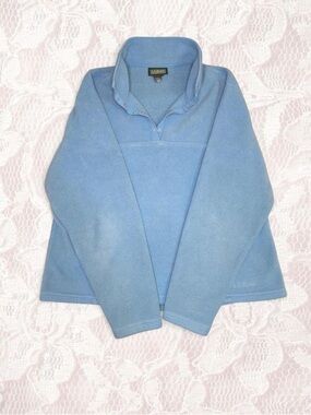 L.L. Bean Blue Fleece Snap-Front Pullover Large